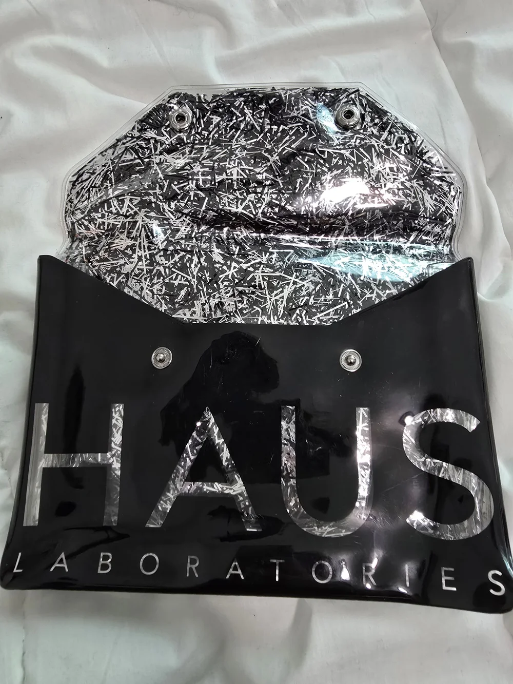 HAUS Laboratories Black & Silver Patent Cosmetic Pouch